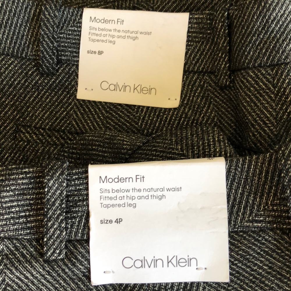 NWT Calvin Klein Herringbone Career Pants Petite - Picture 3 of 4